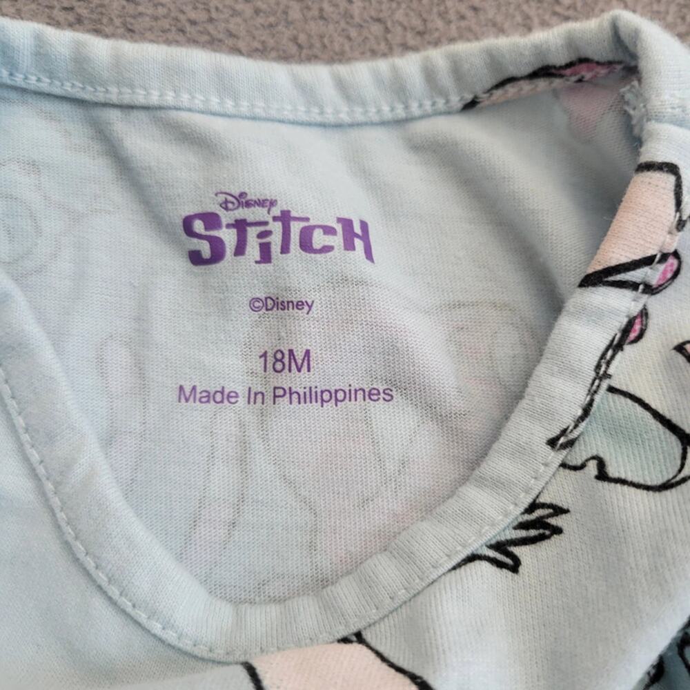 Disney Stitch Baby Toddler Dress 18 Months Long Sleeve Blue Pink Ruffle - Picture 7 of 8
